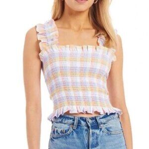 Amanda Uprichard Pastel Plaid Scrunchie Tank – Size M
